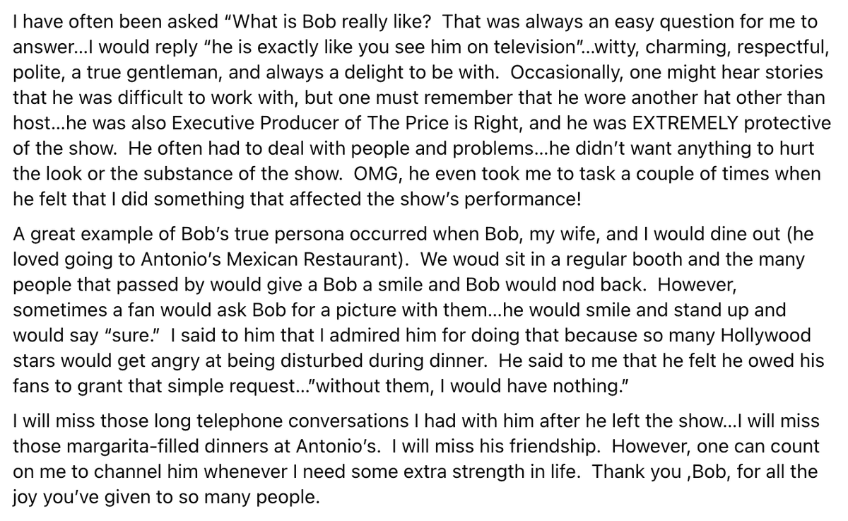 fortyfps's tweet photo. Words from long-time Price Is Right producer Roger Dobkowitz about Bob Barker.... #perfectbid https://t.co/fzwnr0Fiqj