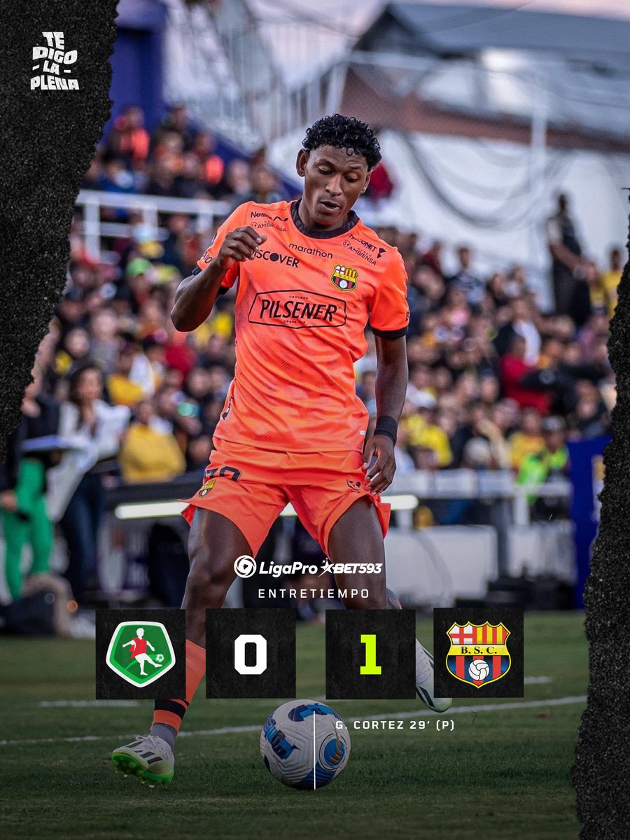#TeDigoLaPlena | #LigaProBet593 🇪🇨 

Entretiempo
<a href="/ClubMushucRuna1/">Mushuc Runa Sporting Club</a> 0️⃣-1️⃣ <a href="/BarcelonaSC/">BARCELONA S.C.</a> 
 
Barcelona derrota en este primer tiempo al Mushuc Runa en el estadio Bellavista de Ambato. El gol lo hizo Gabriel Cortéz de tiro penalti.