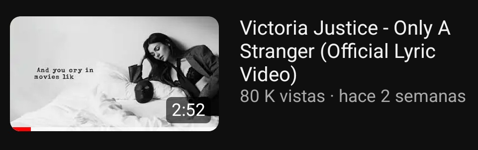 cxoxorep's tweet photo. en 15 días, "#OnlyAStranger" de #VictoriaJustice llegó a 80k visitas en YouTube. https://t.co/g9Q8uN3dDg