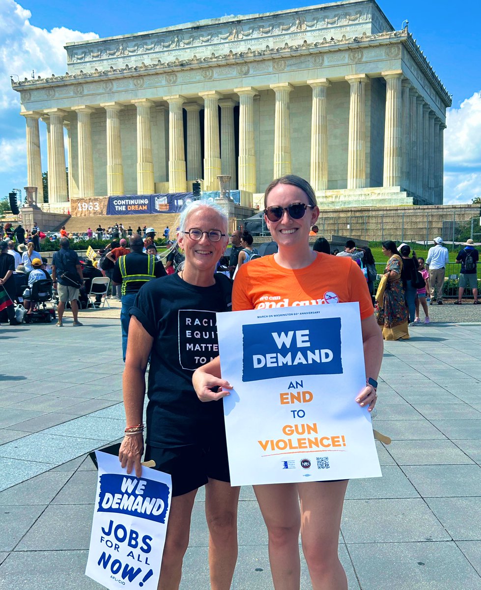 VoteLikeAMomVA's tweet photo. We melted at the 60th anniversary of the #MarchOnWashington but it was well worth it! Proud to stand beside other advocates fighting for social justice as well as an end to #gunviolence. #MOW60 #ContinuingTheDream @MomsDemand #MomsAreEverywhere #NoJusticeNoPeace https://t.co/uSNEb4ggxq