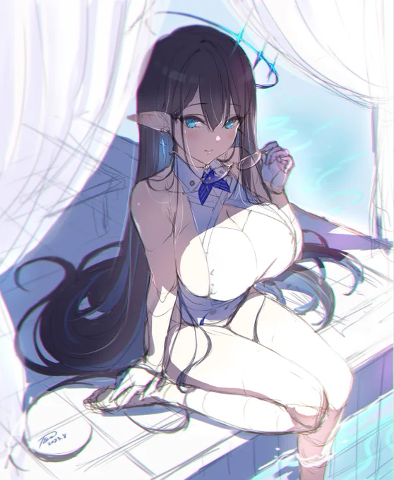 七神リンさんのラフ出来ました! 9月中旬くらいには仕上げたいな～(*'ω'*)細かい部分は後で調整