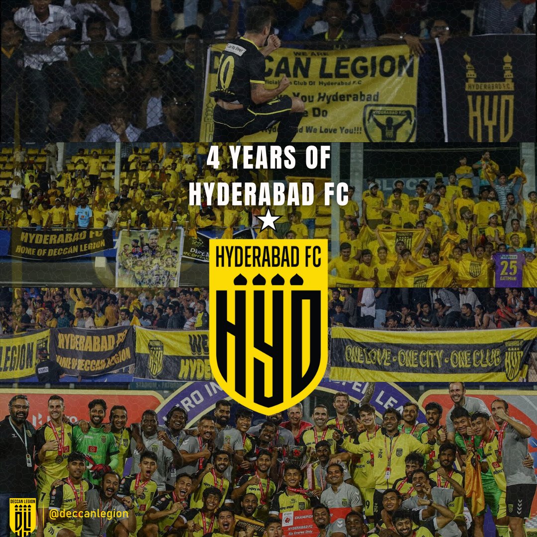 4️⃣ years of a club that has now become a part and parcel of our life!❤️

#HyderabadFC #WeAreHFC #మనహైదరాబాద్ 💛🖤