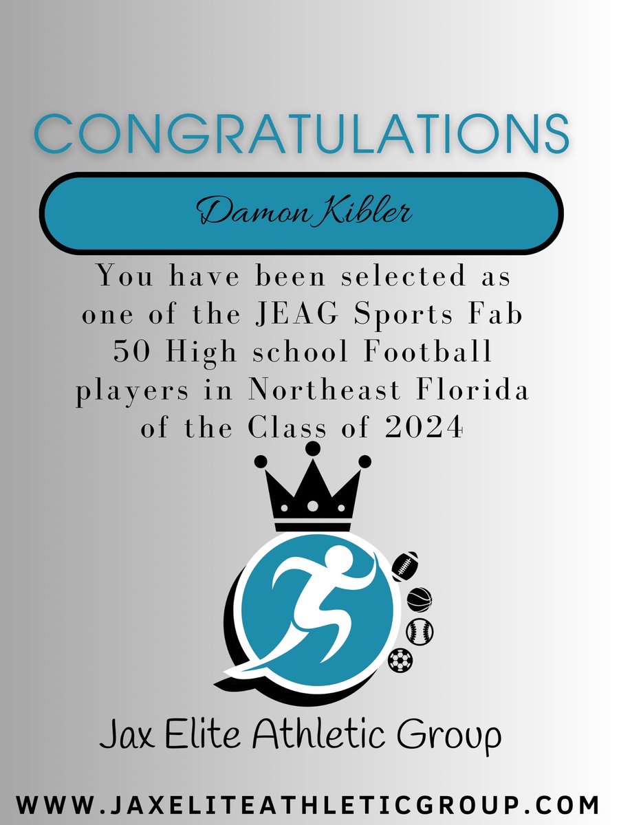 Jax Elite Athletic Group (@jeagsports) on Twitter photo JEAG Sports would like to congratulate Hilliard Linebacker Damon Kibler! <a href="/DamonKibler/">Damon Kibler</a> Make them remember you this year, man! <a href="/FlashesF/">Hilliard Flashes Football</a>
#JaxEliteSports
#Fab50
#NEFLHSFootball JEAG Sports would like to congratulate Hilliard Linebacker Damon Kibler! <a href="/DamonKibler/">Damon Kibler</a> Make them remember you this year, man! <a href="/FlashesF/">Hilliard Flashes Football</a>
#JaxEliteSports
#Fab50
#NEFLHSFootball