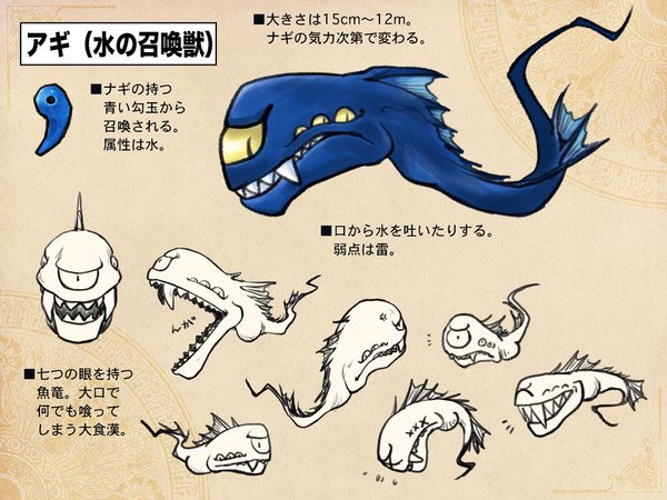 4-1・PFSOZ
召喚獣三体は見て一目瞭然、岡本太郎的デザインオマージュです。個人的に一番気に入っているのはカグさんとカダさん。本編中描けませんでしたが、カダさんは自キャラであるナギさんの旦那さんで極東の土地神の一柱なのでした。