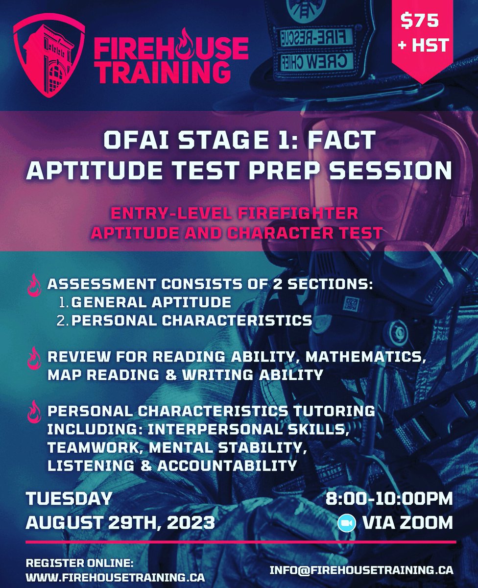FirehouseTrain1's tweet photo. Join us this Tuesday as we will cover Writing Questions, Reading Ability & Mechanical Aptitude and Interpersonal Ability review for this assessment. This online class is fantastic for those aspiring firefighters looking to write this test at FESTI! Sign up now!📚#firetest https://t.co/zWYOduG7FF