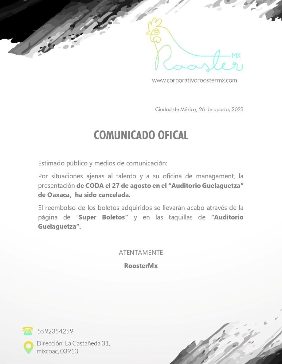CodaMxOficial's tweet photo. Comunicado importante Oaxaca 🚨 https://t.co/8UqJTsBTH9