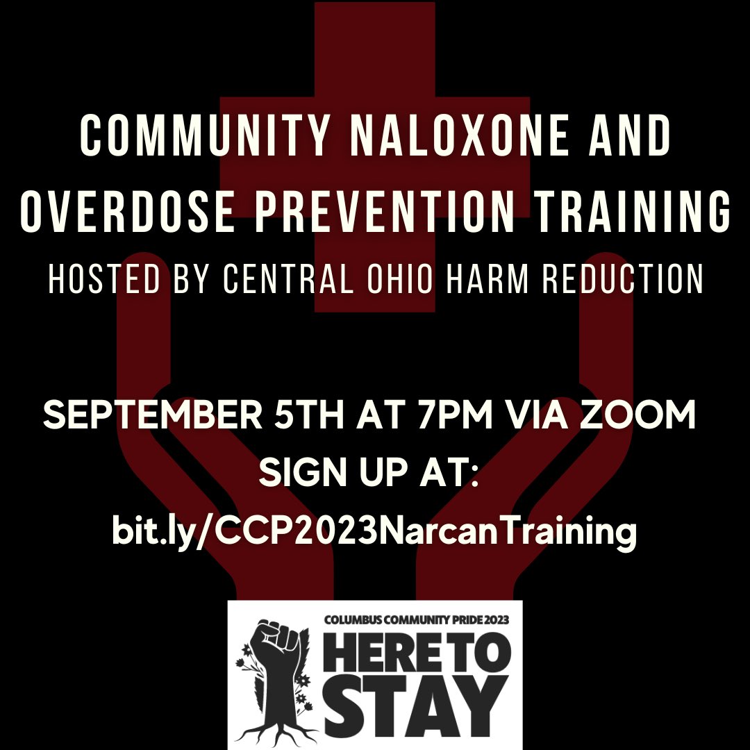 Attention Community Pride safety volunteers!! We will be hosting our next mandatory safety training on September 5th  at 7pm via zoom! This training will cover how to use naloxone and overdose prevention techniques! Register for this training at bit.ly/CCP2023NarcanT…