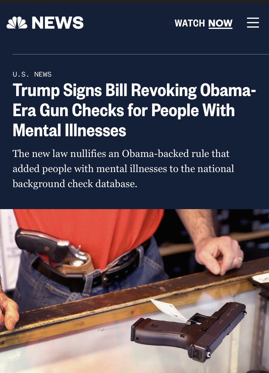 cwebbonline's tweet image. Not so friendly reminder for the folks in the back…

The first legislation Republicans passed when Trump became president made it EASIER for people with mental health illness to buy guns.