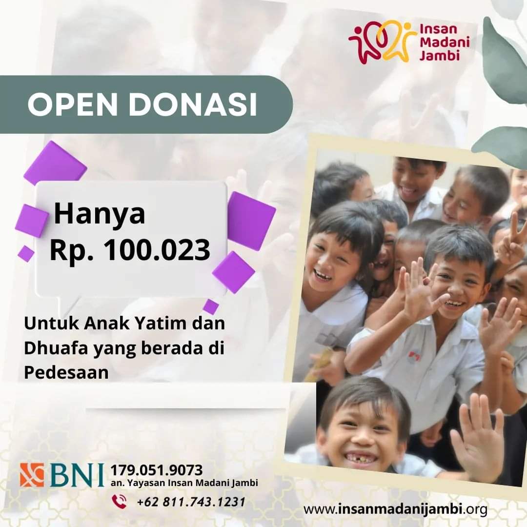 insanmadani_jbi's tweet photo. Mari berbagi kebahagiaan dan senyuman bersama dengan mereka. ๐
Donasi Anda sangat berarti bagi mereka anak Yatim dan Duafa yang ada di pedesaan.
IN_27
#InsanMadaniJambi
#LAZinsanmadanijambi
#BersinergiBerkaryaBermanfaat
#layananpendidikan
#Donasi https://t.co/pZp8KDysQG