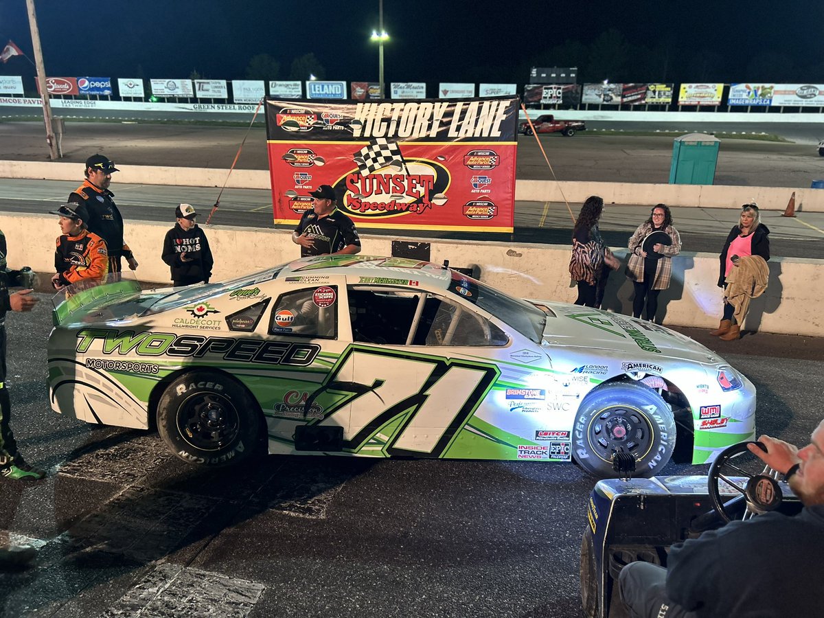 Sunset_Speedway's tweet image. Cory McAllister wins the Ontario Sportsman Series portion of Dog Days and sends the home track crowd home happy!