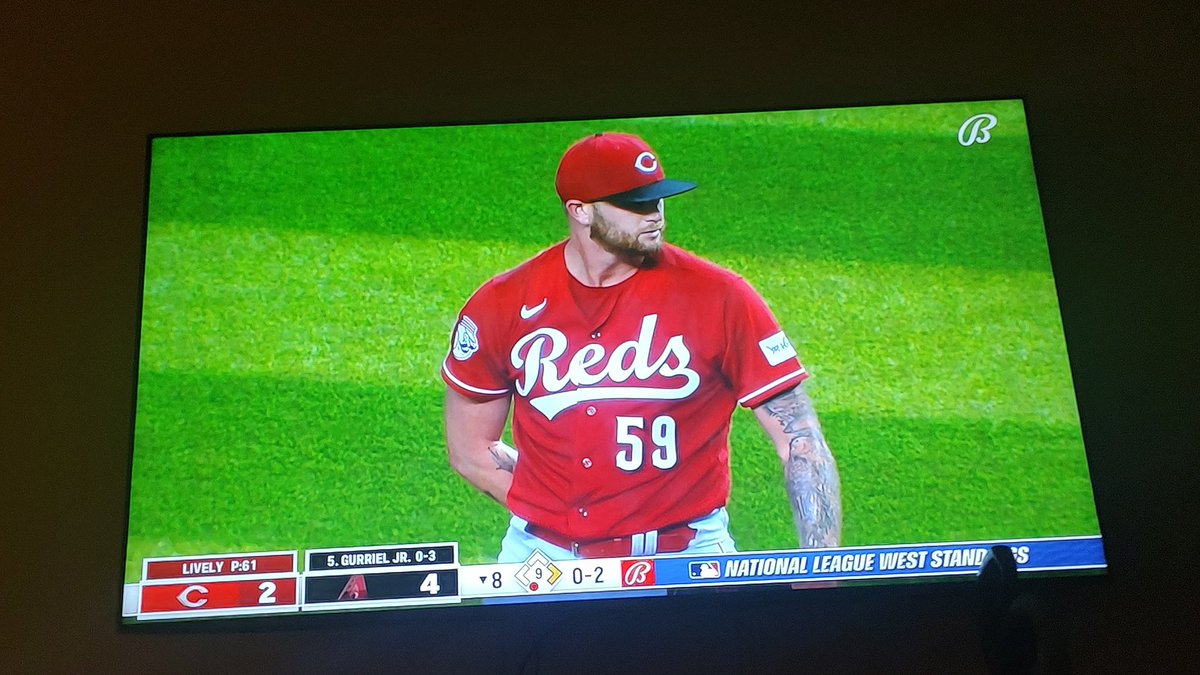 NighthawkATC's tweet photo. Watching the Reds/Diamondbacks game. I must need new glasses - I could have sworn the bottom of the screen said Dbags and not Dbacks ๐คฃ๐คฆ #BeenALongWeek https://t.co/oiftoeeolv