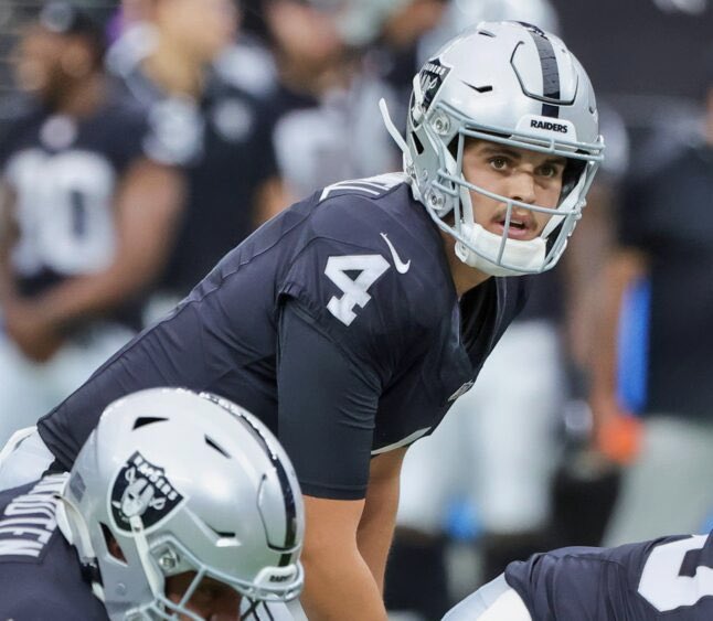 loganreever's tweet photo. Aidan O’Connell final preseason numbers:

41/58 (71%), 462 YDS, 3 TDs, 0 INT, leading 6 TD drives

#RaiderNation #Raiders https://t.co/65ZZdszoSC