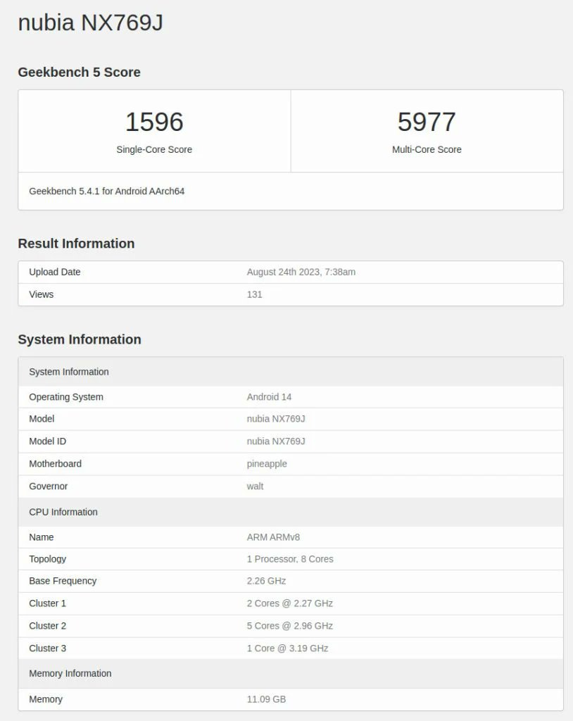 techdroid_web's tweet image. RedMagic 9 with Snapdragon 8 Gen 3 chipset has been spotted on Geekbench with the model number Nubia NX769J
#RedMagic9 #TechNews #TechdroidWeb