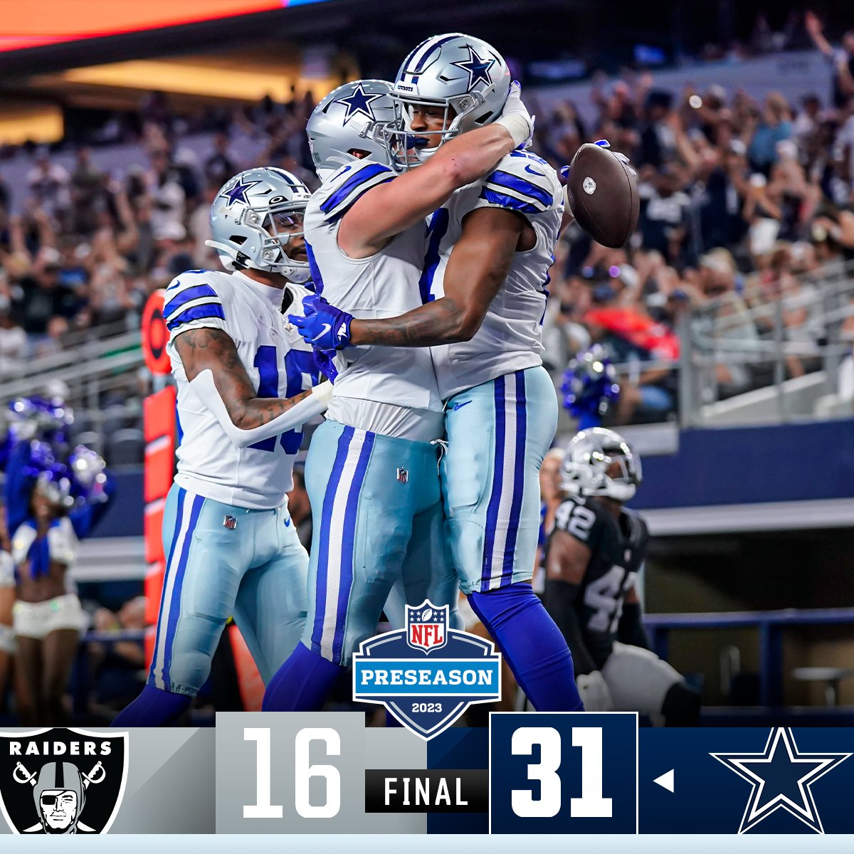 FINAL: A big performance from @willgrier_ gives the @dallascowboys the win. #LVvsDAL