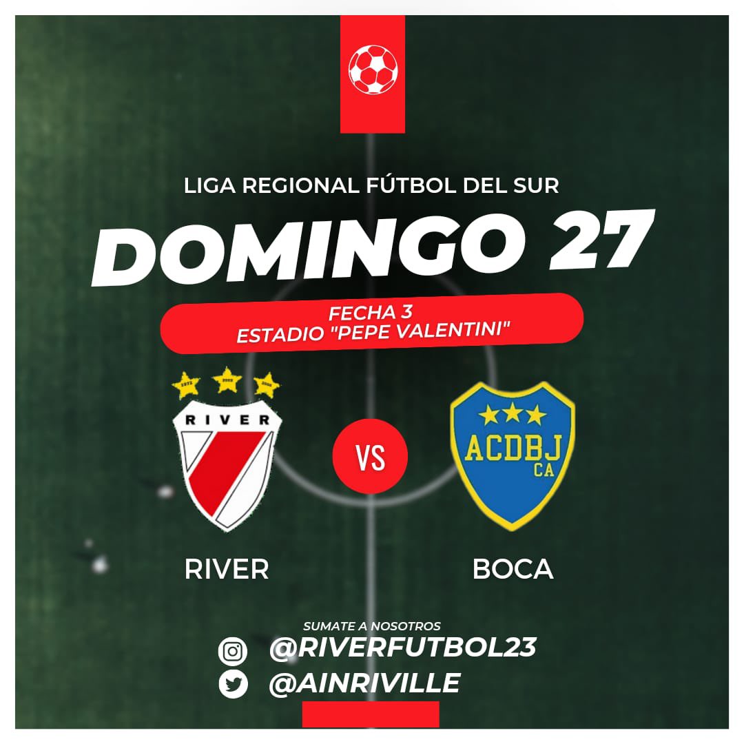 AInriville's tweet photo. 🔴⚪️¡𝑯𝑶𝒀 𝑱𝑼𝑬𝑮𝑨 𝑬𝑳 𝑴𝑰𝑳𝑳𝑶! 🔴⚪️
Volvemos al Pepe, Domingo en casa💪⚽️
-
#Clausura2023 
📅 Domingo 27/8/2023.
🕑 14:00hs Reserva.
🕓 16:00hs Primera.
🆚 Boca (Camilo Aldao)
🏟️ Pepe Valentini(Inriville)

#VamosRiver https://t.co/G7AQfUsdiB