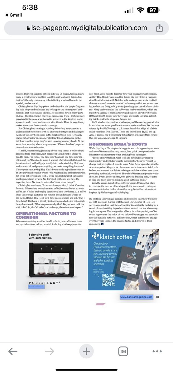 bobaeusa's tweet photo. Thank you @BARISTAMAGAZINE 

Link to article: https://t.co/2NCdYnhno2 https://t.co/7RVwRNy89K