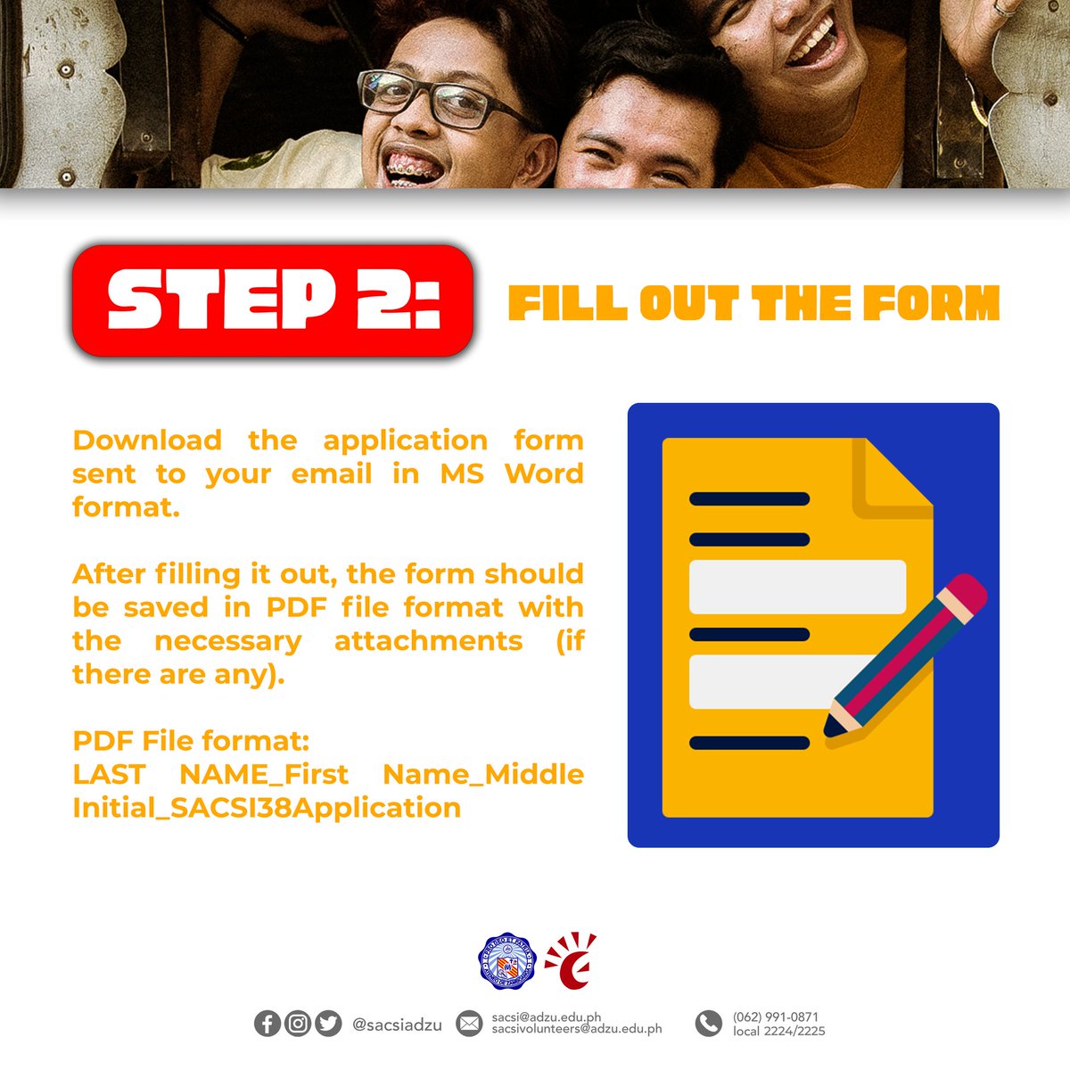 sacsiadzu's tweet photo. 🚍BEEP! BEEP!🚍 SACSI OFFICE! 
Sasakay na ang Batch 38!

Heads up AdZU Freshies! Here is the step-by-step application process to be one of the aspirants SACSI volunteers. 🤩 https://t.co/9c6Qug8cPA