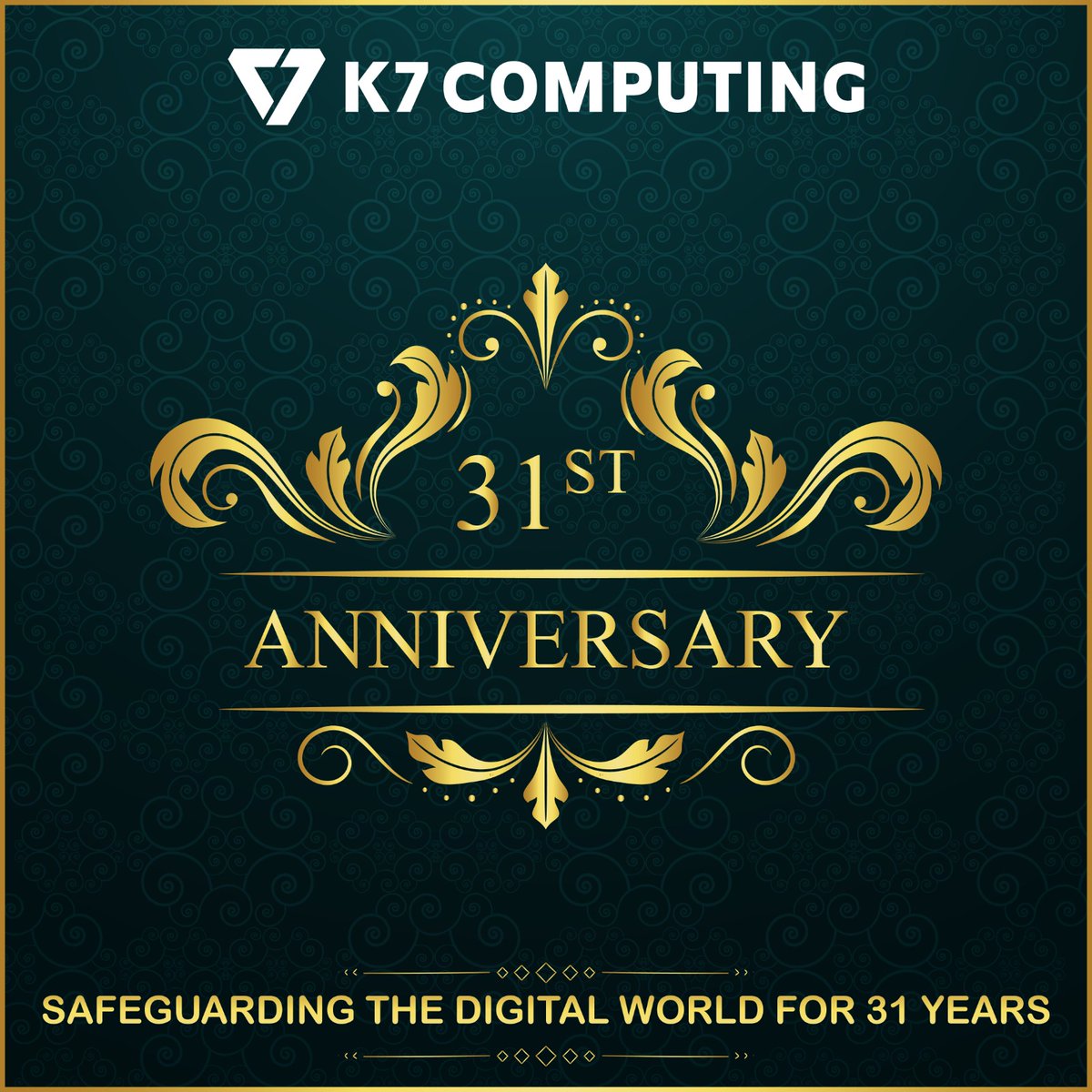 k7computing's tweet image. K7 Computing   celebrates 31 years of safeguarding the digital world. We thank all our team members, partners, customers, and other stakeholders who have helped us reach this incredible milestone!

#K7Security #K7Antivirus
#K7Computing #anniversary #cybersecurity #sucess