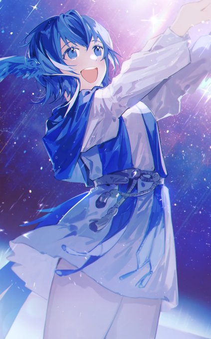 「blue hair night sky」 illustration images(Latest)｜4pages