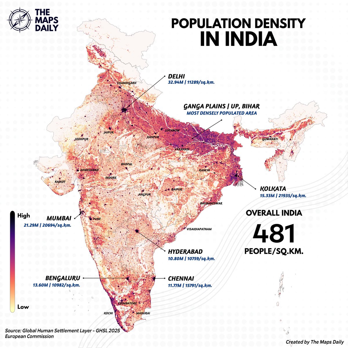 themapsdaily's tweet image. 🇮🇳 India's population hits 1.43 billion as of Aug 26, 2023, making up 17.76% of the world's total. 🌍 #PopulationMatters #IndiaStats

🏙️ Over half a billion people, or 36.3% of India's population, now reside in urban areas. 🏢 #Urbanization #IndiaDemographics
