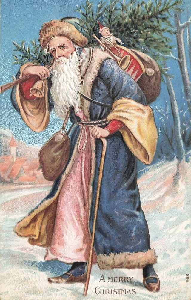 Russian Santa, 1908. He looks good in blue.