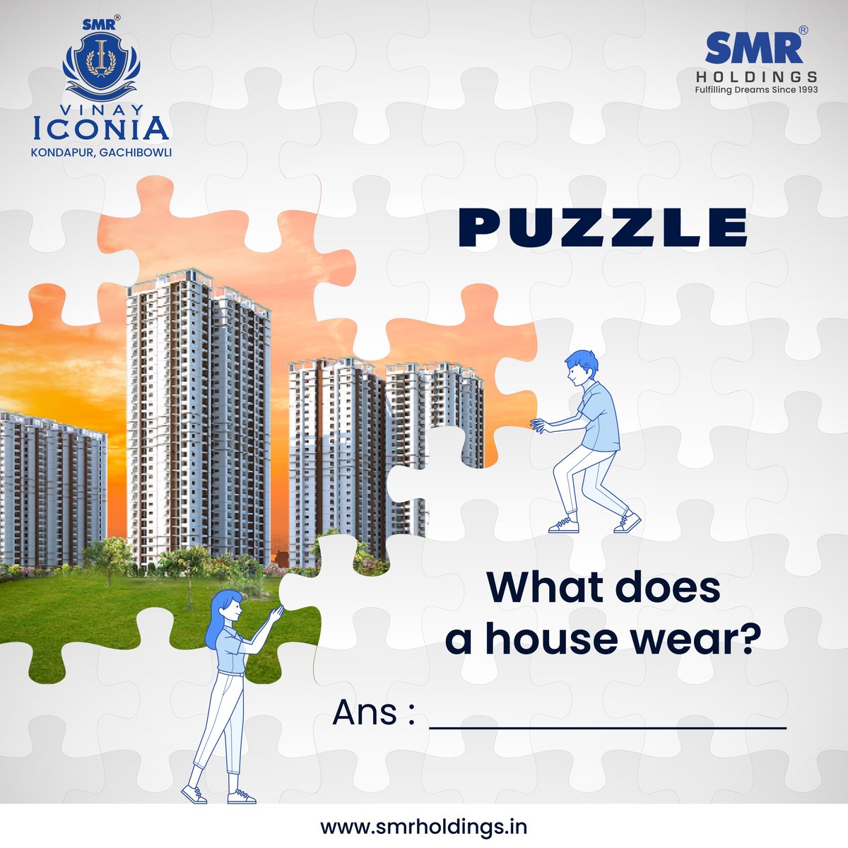 Even if we have little dad jokes, guess the answer and comment below.

#Puzzle #Puzzlelovers #Puzzles #luxurygatedcommunity #Enjoyluxury #flatsforsale #3bhk #2bhk #4bhk #flat #SMR #Kondapurflats #Kondapur_Gachibowli #Iconia #Kondapur #flats  #followme #follow #comment #share