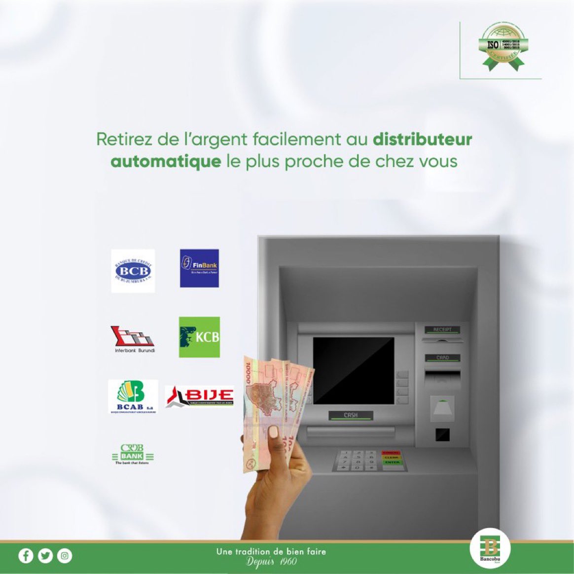 IngoMagazine's tweet image. La @bancobu informe son aimable clientèle que ses distributeurs automatiques de billets sont ouverts 24h/24 et 7jrs/7
#Burundi
#banquedigitale