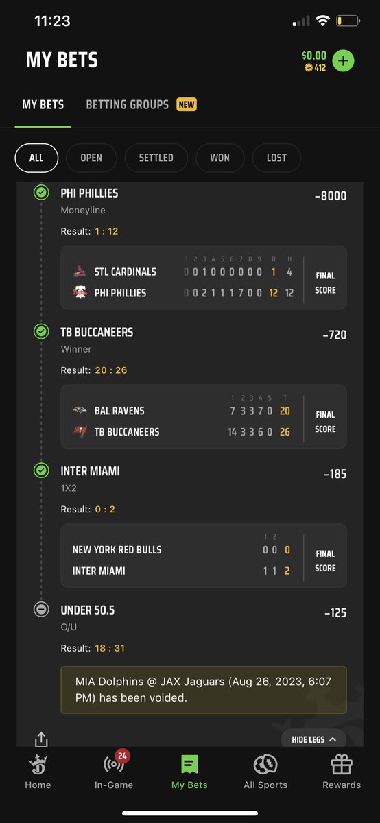 cwalker17's tweet photo. @DKSportsbook Why is my bet voided the game ended and I won so what’s going on here. https://t.co/M484tzXT11