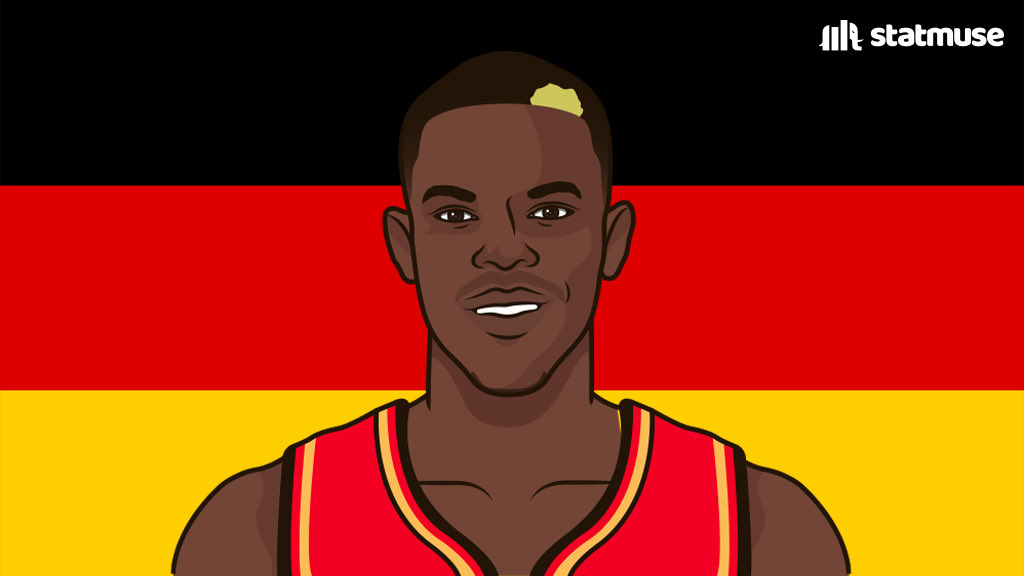 statmuse's tweet photo. Dennis Schroder against Australia: 

30 PTS
8 AST
4 STL
10-19 FG
5-9 3P 

Averaging a career 20p/5a in FIBA competition. https://t.co/PHc20WtUOK