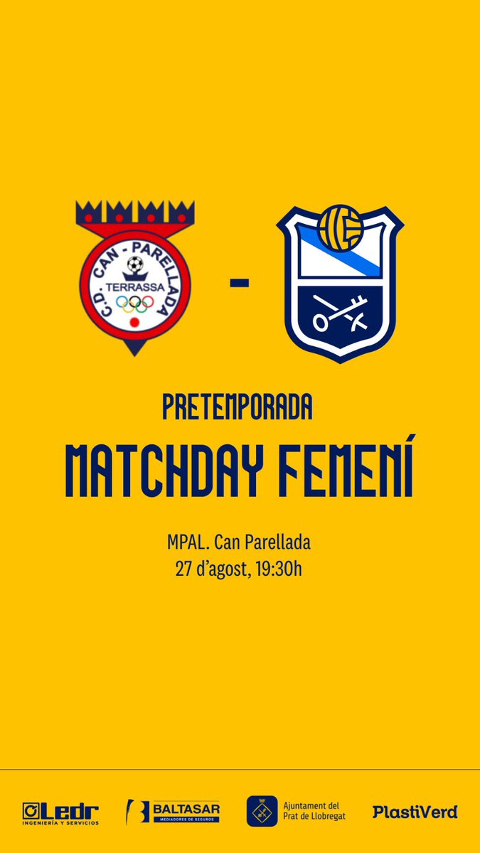 aeprat1945's tweet photo. [𝐌𝐀𝐓𝐂𝐇𝐃𝐀𝐘 𝐏𝐑𝐈𝐌𝐄𝐑 𝐄𝐐𝐔𝐈𝐏 𝐅𝐄𝐌𝐄𝐍𝐈́]

🆚 @cdcanparellada1 
📍 MPAL. Can Parellada
🗓️ 27 d'agost
🕗 19:30h

#ledr
#tornoambtu🤍
#sompotablava🐔 #femeníblau https://t.co/wQq47A6uOB