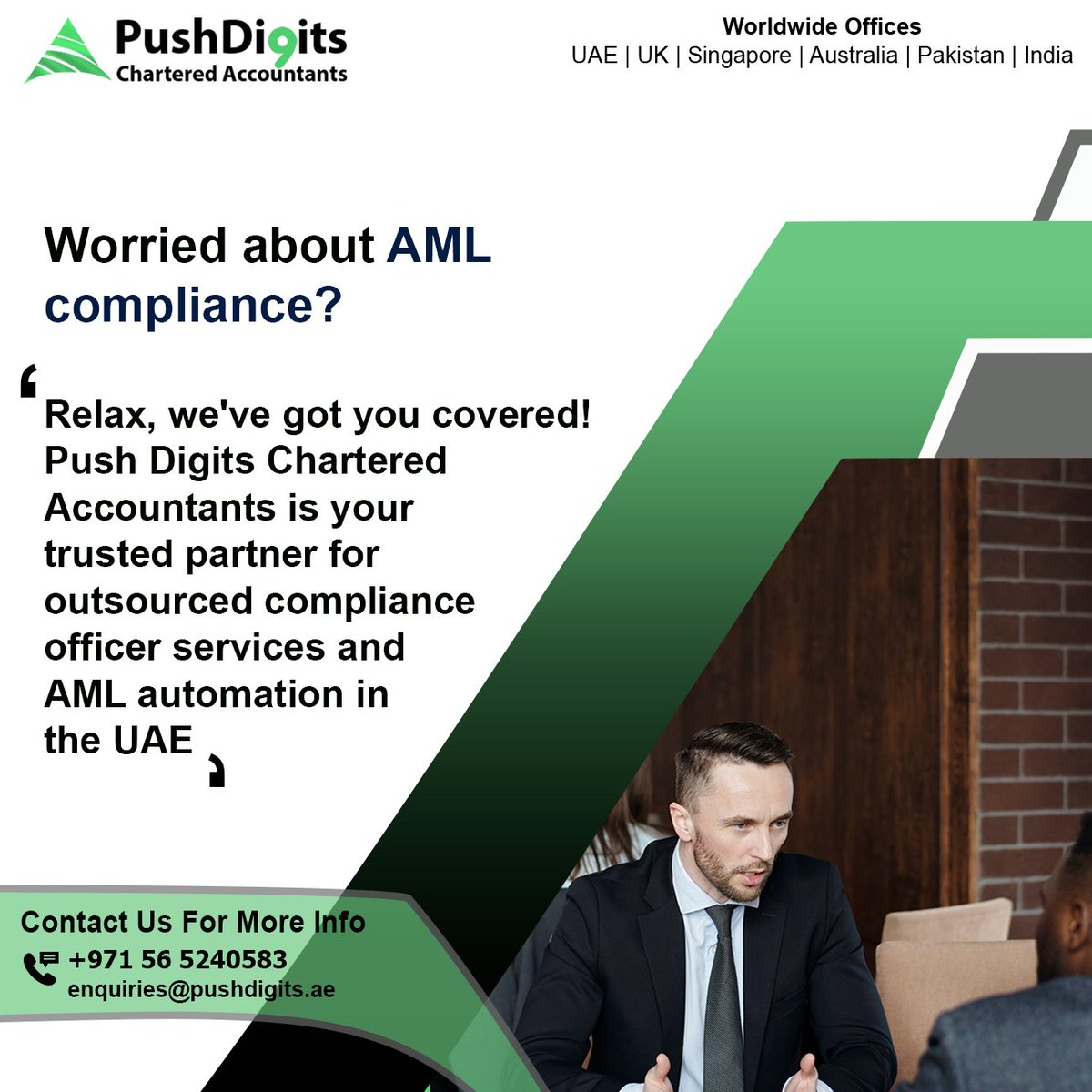 pushdigitsae's tweet photo. Struggling with AML compliance? Let your worries melt away! Push Digits Chartered Accountants is here to shield your business.
https://t.co/G6L7khUDxr
#Pushdigits #AuditFirm #AMLComplianceSolutions #AntiMoneyLaundering #TrustedCompliancePartner #AMLConsulting #AutomateAML https://t.co/lmtQpAvsdy