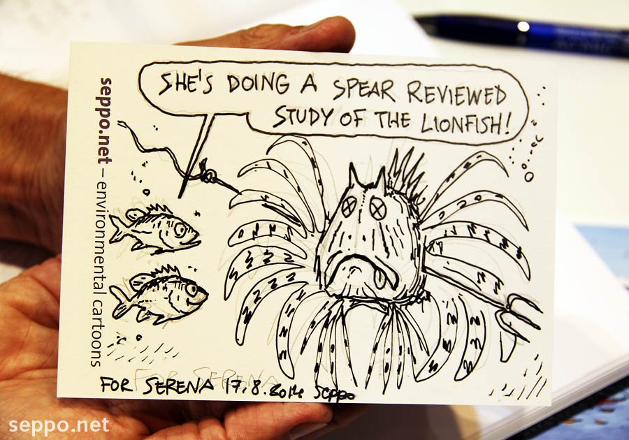 sepponet's tweet photo. @Lampichthys An old #livedrawing from #IMCC3 Glasgow:
– A spear reviewed study of the Lionfish
#invasivespecies #marinebiology https://t.co/V7dltNBkev