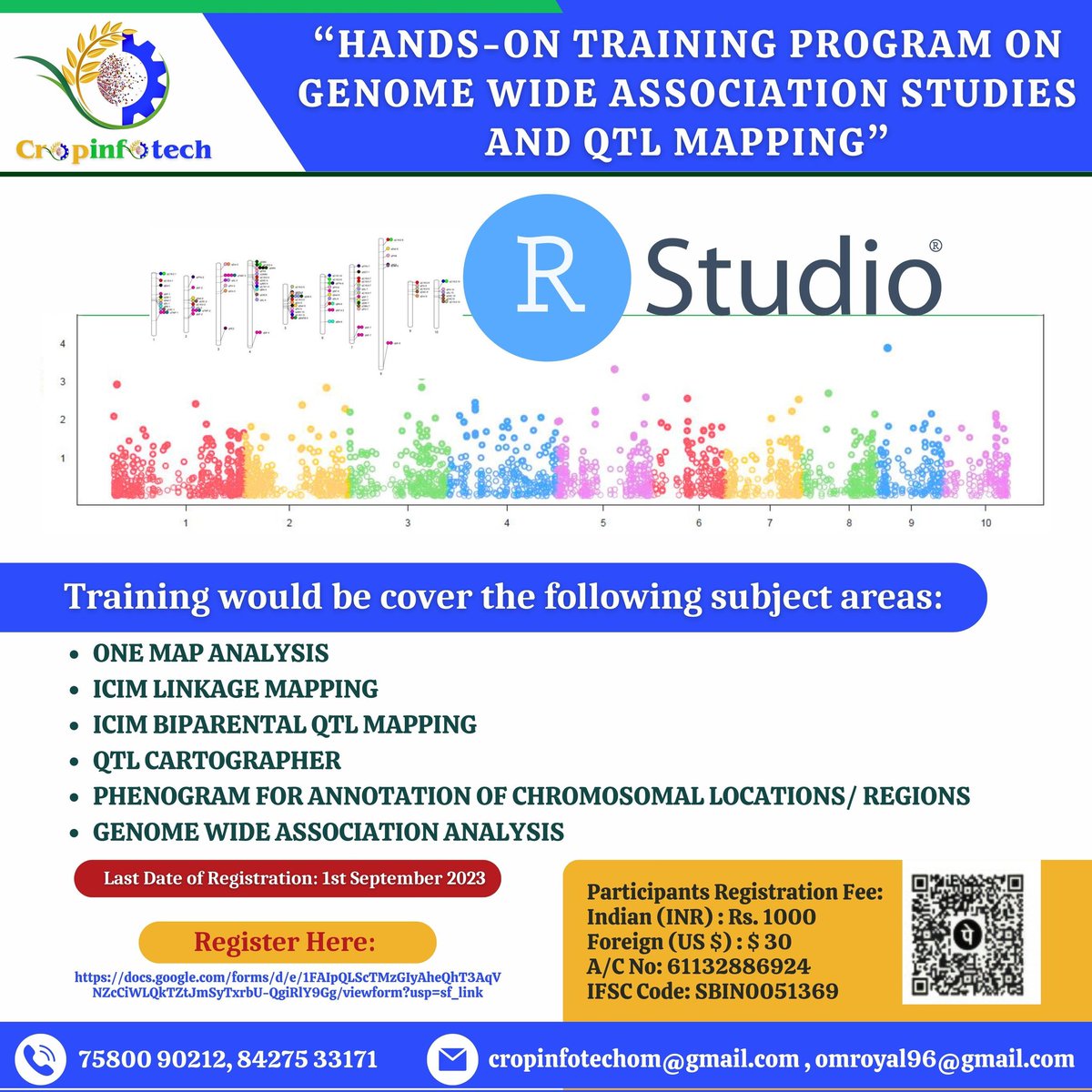 OmPankaj2's tweet photo. “Hands on Training Program on Genome Wide Association Studies and QTL mapping"From September 4-10, 2023

Register Here:  

https://t.co/Kol50pdF2C https://t.co/IGEULeRikC