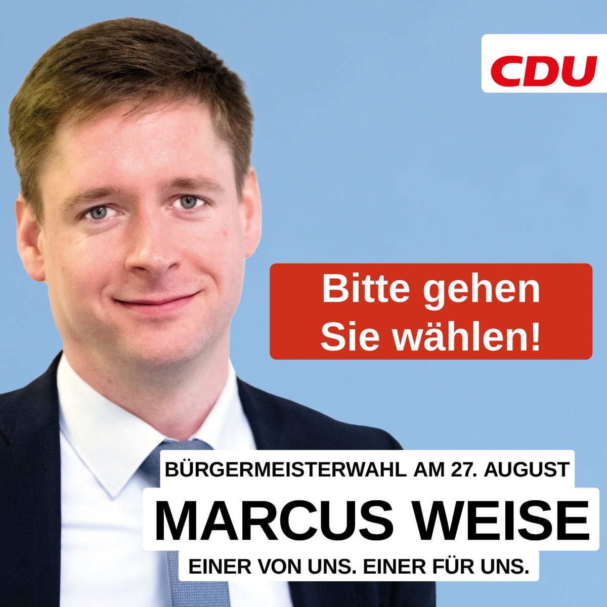 Heute kandidiert Marcus Weise zur Bürgermeisterwahl in der Stadt #Harzgerode. Bitte gehen Sie wählen. #CDU #Harz #Wahl #marcusweise