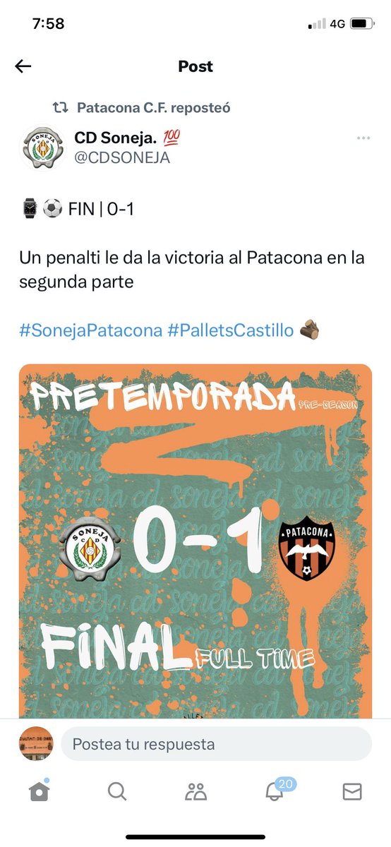 ⁦<a href="/patacona_cf/">Patacona C.F.</a>⁩ esto empieza a sonar bien…  👍🏽👏🏼