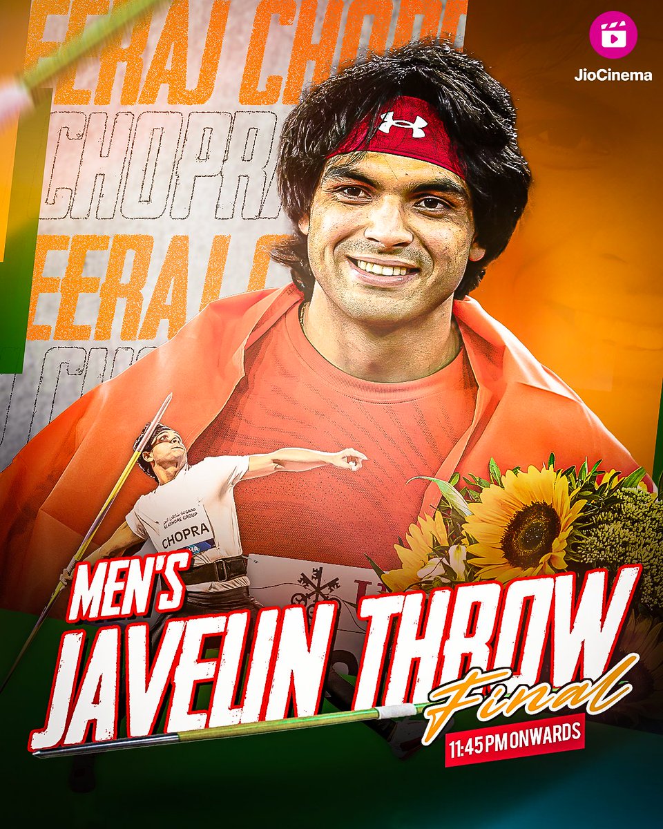 HotstarReality's tweet photo. Get ready to witness @Neeraj_chopra1 create history tonight 𝟏𝟏:𝟒𝟓 𝐏𝐌 onwards  😍

#MakeTimeForHistory and watch Neeraj Chopra's quest for a #WorldAthleticsChampionships 🥇 

Streaming FREE only on #JioCinema ✨

#WAConJioCinema #Budapest23 https://t.co/gSci0MAQ8i