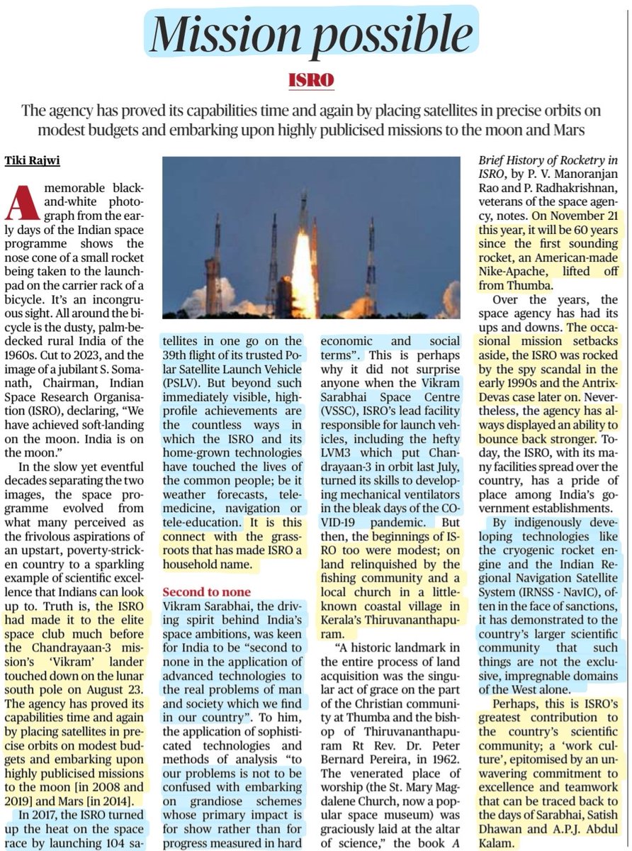 'Mission Possible'
ISRO 🙌

#ISRO #ISRO_OurPride
#isroindia #ISROTeam #Chandrayaan3 #Chandrayaan2 #Chandrayaan1
#Somayana1 #PSLV #GSLV #LVM3 
#Mangalyaan 
#Mars 
#lunarexploration #MOONLANDING 
#SpaceExploration #Satellites 
#ISROMIssions 

#UPSC #UPSC2023

Source: TH