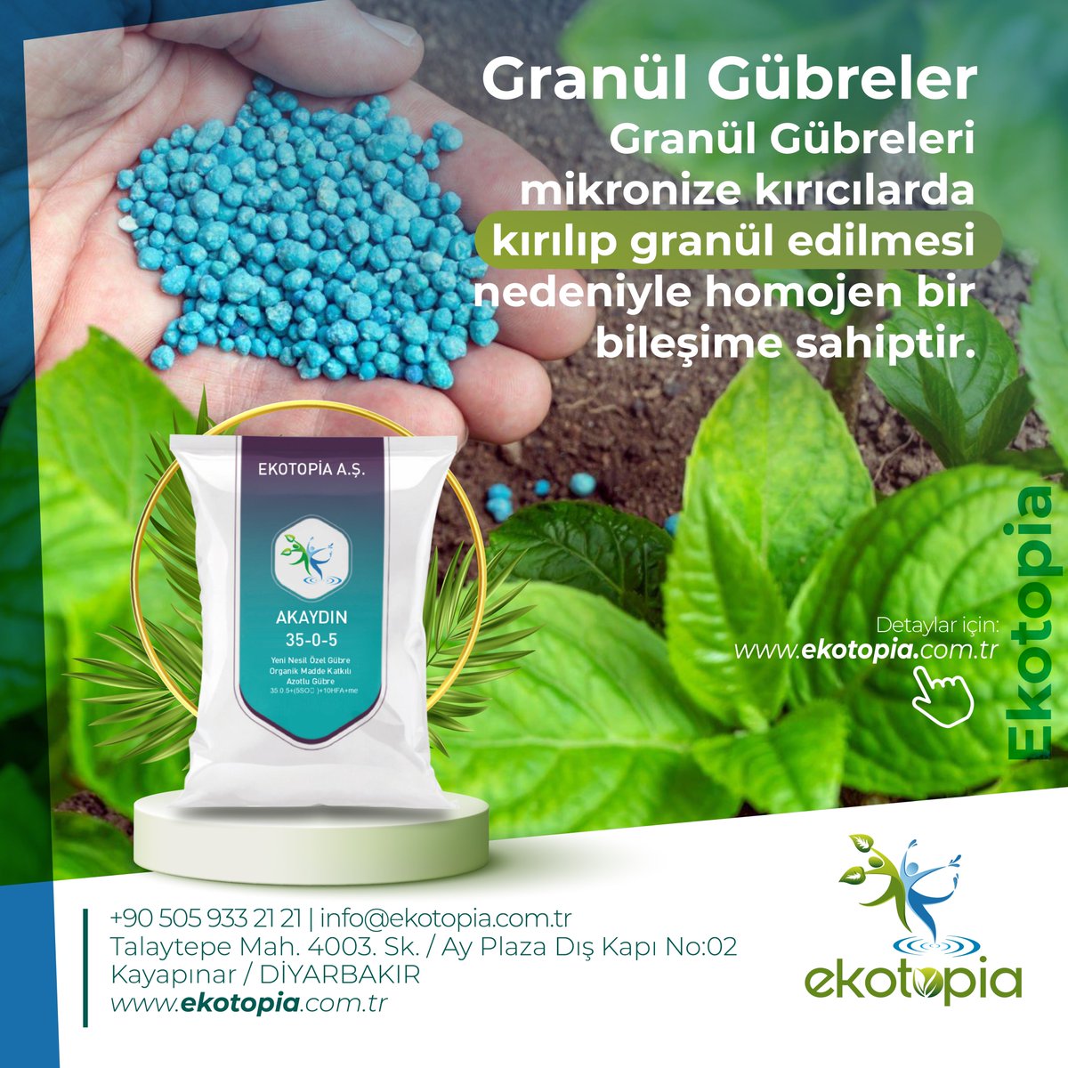 Ekotopia_AS's tweet photo. Granül Gübreler
Granül gübreleri mikronize kırıcılarda kırılıp granül edilmesi nedeniyle homojen bir bileşime sahiptir..

🌐 https://t.co/zUoxne9BA8
☎️ +90 505 933 21 21

#gübre
#doğalgübre
#tarım
#toprak
#akıllıgübre
#ekolojiktarım
#ekonomiktarım
#granülgübre https://t.co/RvNT0FapoH