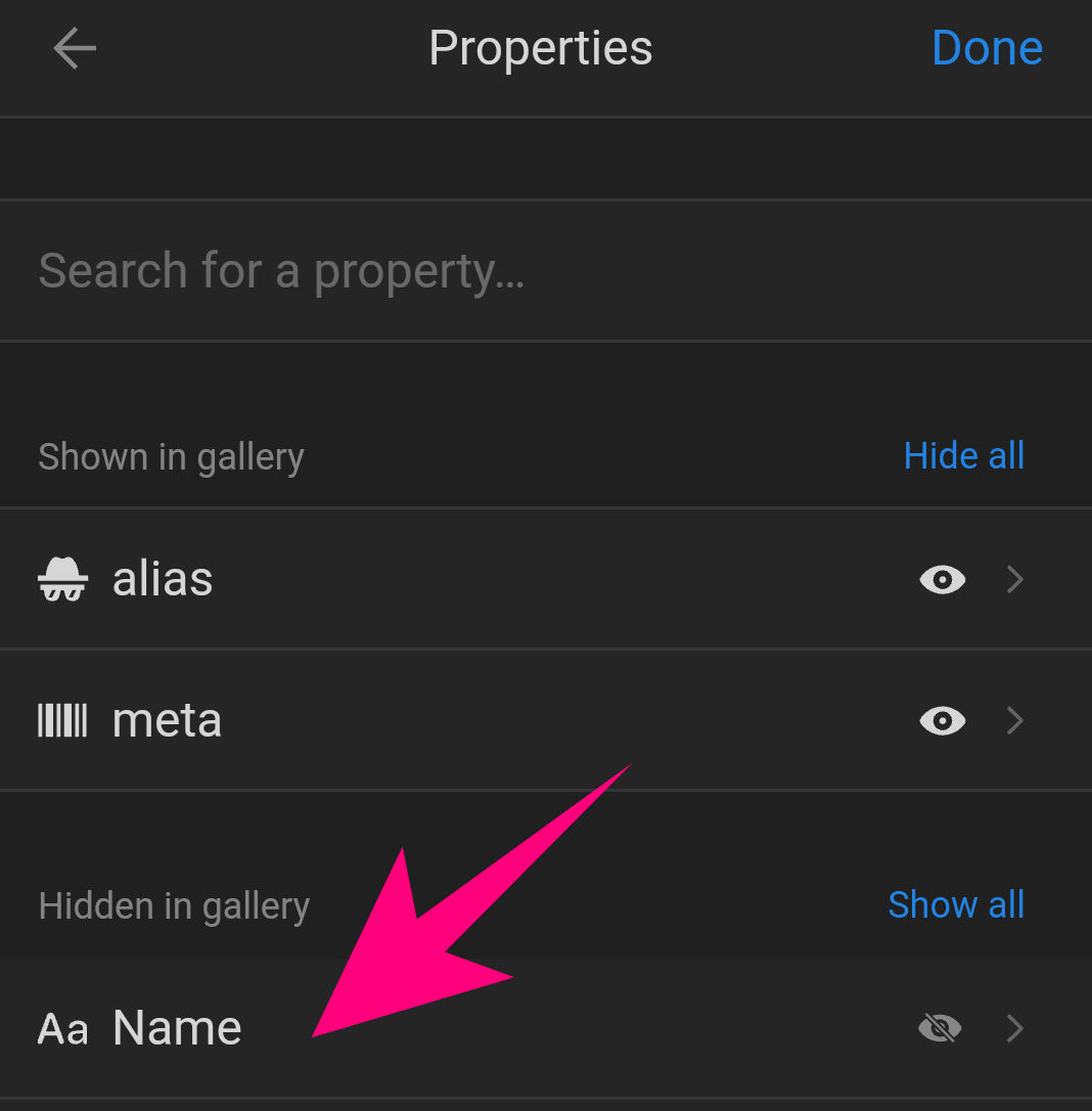 FANB0T's tweet photo. @jatinarora269 @RedGregory1 @NotionHQ It means that "Name" properties are Hidden. Because sometimes we only want to show the cover image. https://t.co/mJqCLqADr6