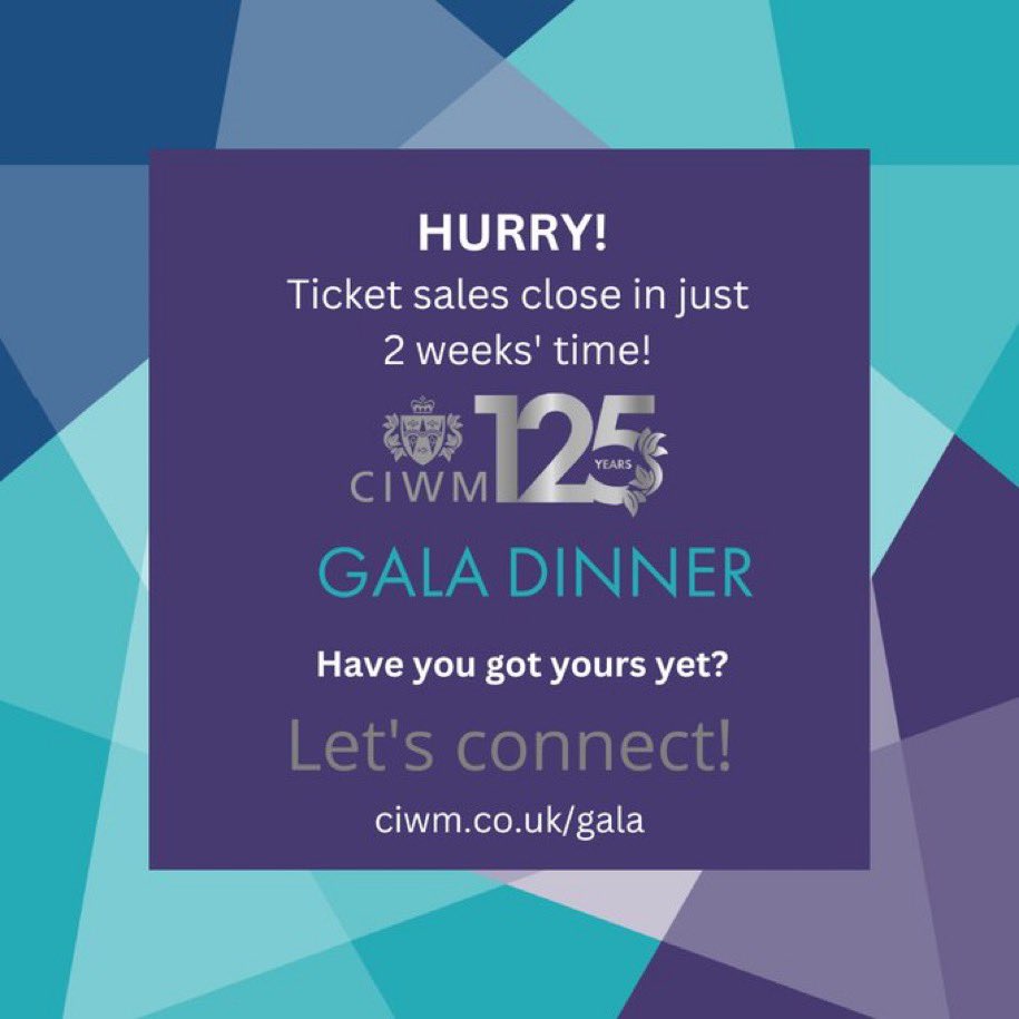 CIWM will be celebrating 125 years at the cutting edge of the sector this year, and our Gala Dinner is the perfect place to join us. If you are a long standing Northern Ireland member please email us to avail of your seat with your NI colleagues.