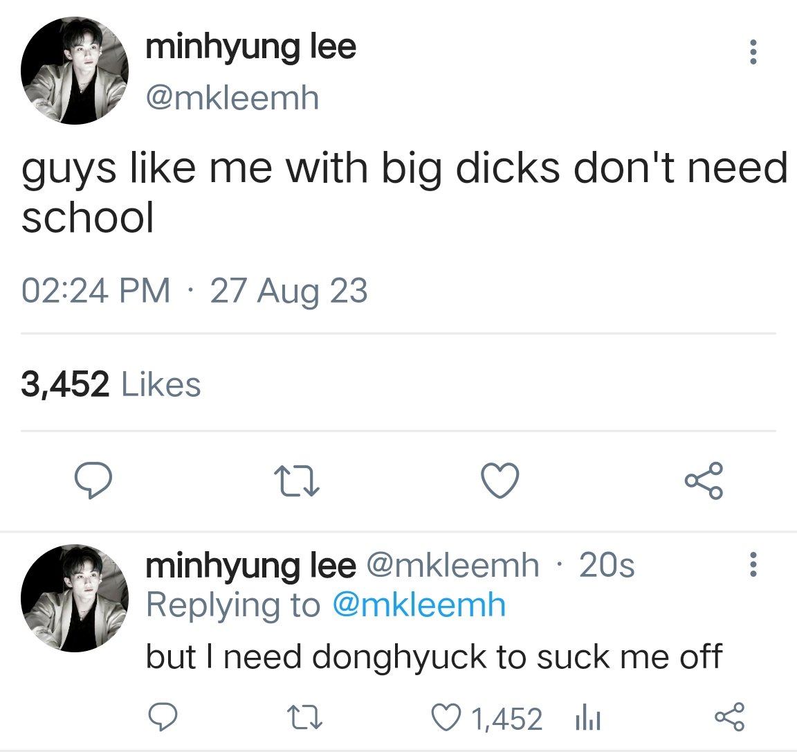 slvrcascade's tweet image. take me to your heart,
a #mahae au wherein, donghyuck, a short-tempered and outstanding nursing student who hates skin ship was tasked to tutor minhyung, a 3rd year engineering student who likes to fuck and hates school