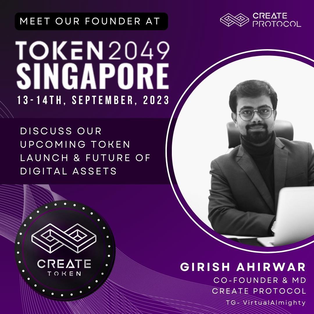 GirishAhirwar's tweet image. Team #CreateProtocol will be in Singapore soon for @token2049.

Reach out if you&apos;d like to chat about 

- Upcoming Create Token Launch 
(Block yours @ token.createprotocol.org, DM for the access code) 
- CreateProtocol.org

Drop a 👋 emoji if you&apos;ll be there at #Token2049!