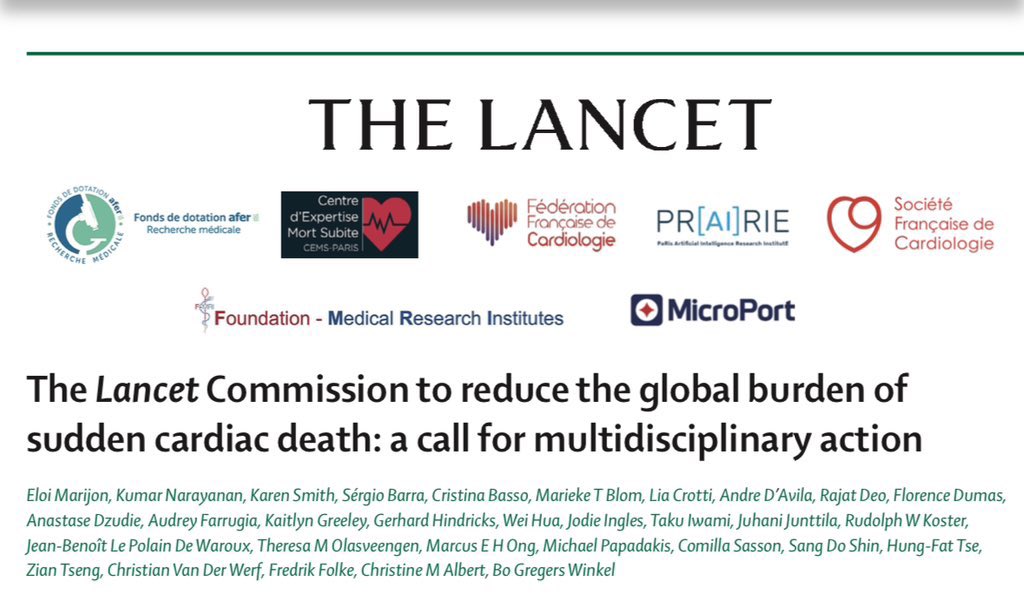 Sudden cardiac death causes 4-5 million deaths each year worldwide, demonstrating a more aggressive and target approach to tackling SCD is needed. View our official launch of @thelancet Commission on Sudden Cardiac Death. hubs.li/Q01_8wDw0 @ESCardio #ESCCongress