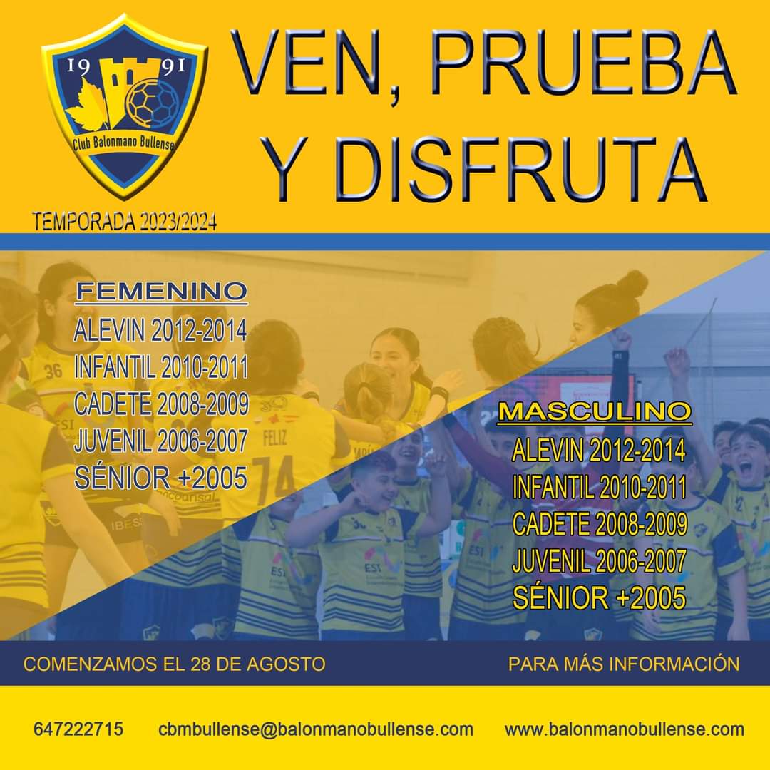 CBMBullense's tweet photo. Mañana comienzan nuestros equipos la temporada 2023/2024.
Se unen al equipo senior y juvenil masculino, que llevan dos semanas de pretemporada, el resto de equipos de nuestro club.
VEN, PRUEBA Y DISFRUTA
#balonmano #Bullense #bullas #cantera #orgullo https://t.co/gbKK6Gbzuf