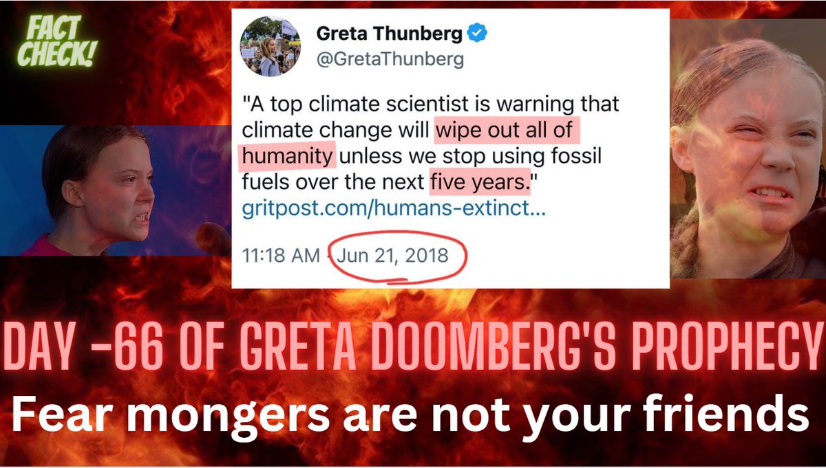 DrPCJustice's tweet photo. 66 days after the deadline set by the Chief Climate Scientist millionaire @GretaThunberg , we are still here.

Not intending to "boil" 😂🙈

#GretaDoomberg is PAID for FUD.  Good for her.

Everyone else: ENJOY your unboiled life!

#ClimateActionNow https://t.co/UsE2GD31Us