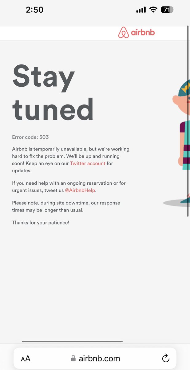 ongcanhunt's tweet photo. @AirbnbHelp 
Having trouble accessing both the app and website. https://t.co/wLaKsBnT2C