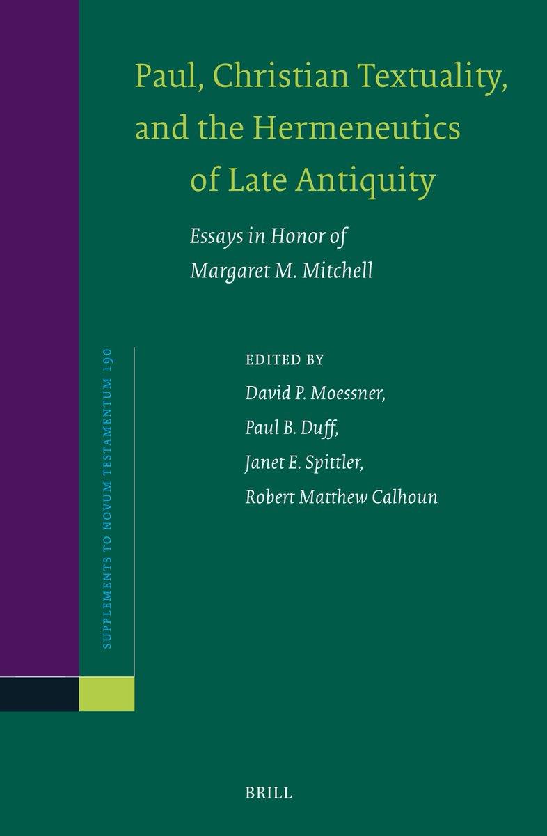 Looking back to the July 24th presentation of 'Paul, Christian Textuality, and the Hermeneutics of Late Antiquity' Festschrift! Honouring Margaret Mitchell in Vienna, with insightful essays by D Moessner, P Duff, J B Spittler, and R M Calhoun. To the book: brill.ws/festschriftmit…