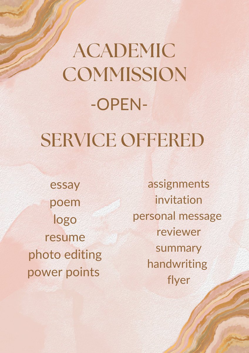yuileiko's tweet photo. 🤍 Academic commission!! 🤍
Feeling tired & drained?
Hi!! I'm joyce & I'm here to lend you a helping hand if you have any prob feel free to dm me about all issues you might be facing! I am accepting academic commission anytime!
#academiccommissions #academiccommissionsph https://t.co/Kakj1iG9B3