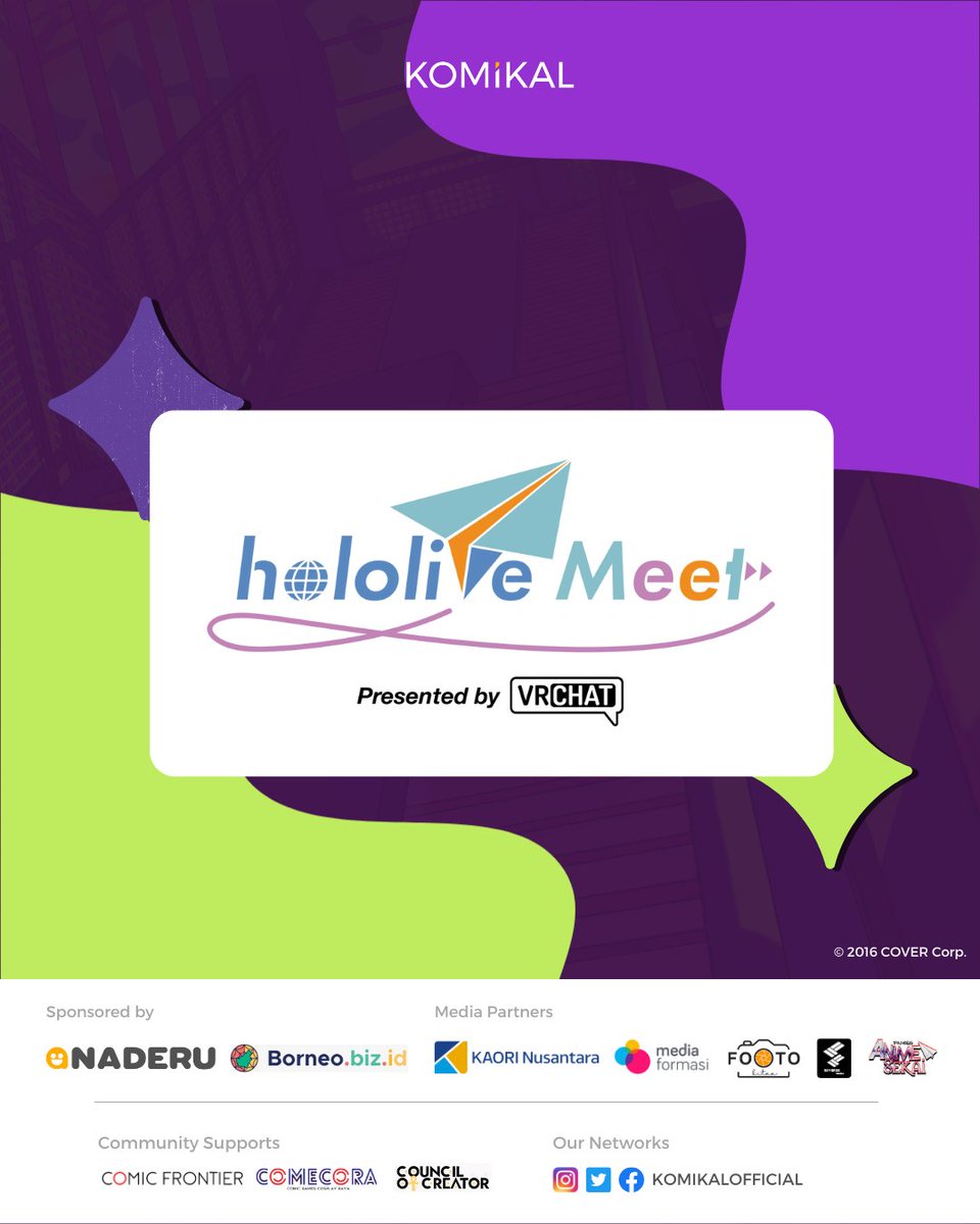 Komikalofc's tweet photo. KOMIKAL 2 x hololive Meet confirmed!
Kembali lagi kita akan bertemu dengan teman-teman kita dari @hololive_Id lho!!!

Siapa ya kira-kira yang akan datang yaaa? Tunggu saja pengumuman dari kami! https://t.co/wJDbN7w3ez