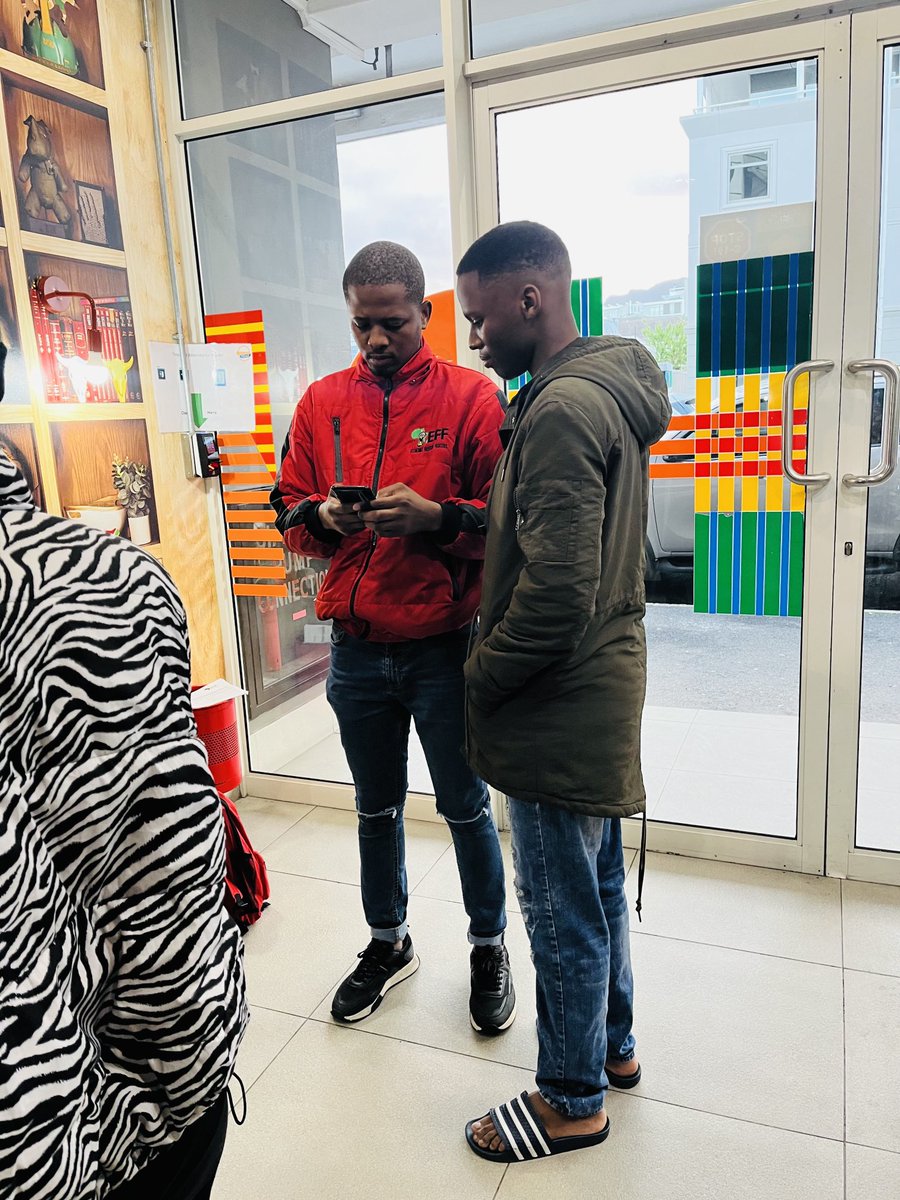 EFF_Cape_Metro's tweet photo. ♦️ICYMI♦️

PCT member Dr Wandile Kasibe and RCT Convener of Zone 9 fighter Yamkela Mxesibe doing Mass Voter Registration in Stanhope residence, Ward 59.

#RegisterToVoteEFF https://t.co/PG8S00olgM